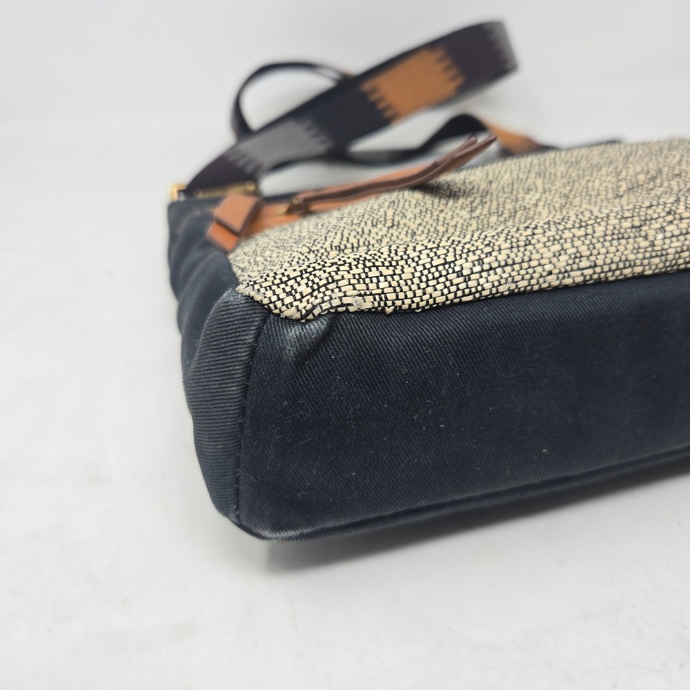 Fossil Crossbody Bag Black Nylon Tan Leather Woven Boho Messenger ZB7268 - Picture 8 of 13